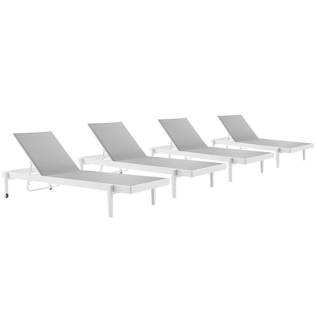 Charleston Aluminum Patio Poolside Chaise Lounge Quartet