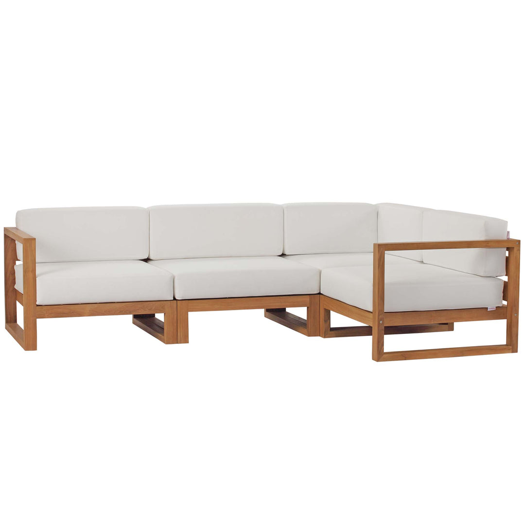 Utopia 4-Piece Outdoor Patio Teak Wood Sectional Sofa Set