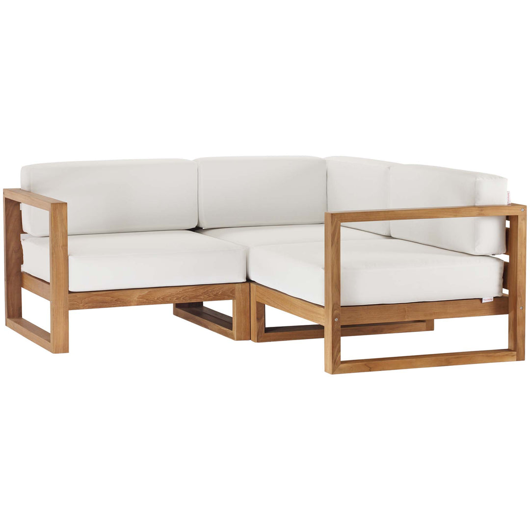 Urban 3-Piece Outdoor Patio Teak Wood Sectional Sofa Set