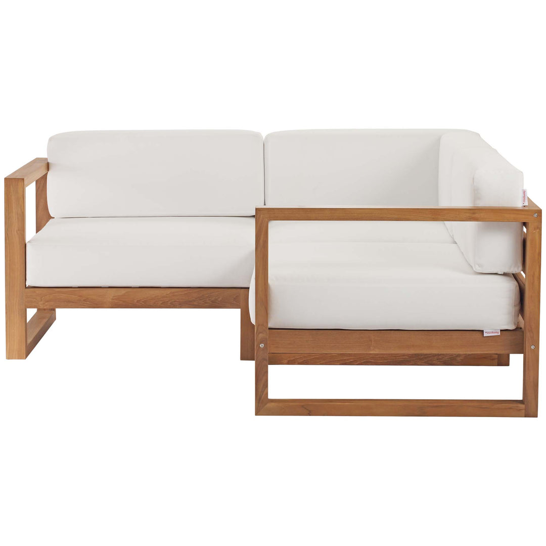 Urban 3-Piece Outdoor Patio Teak Wood Sectional Sofa Set