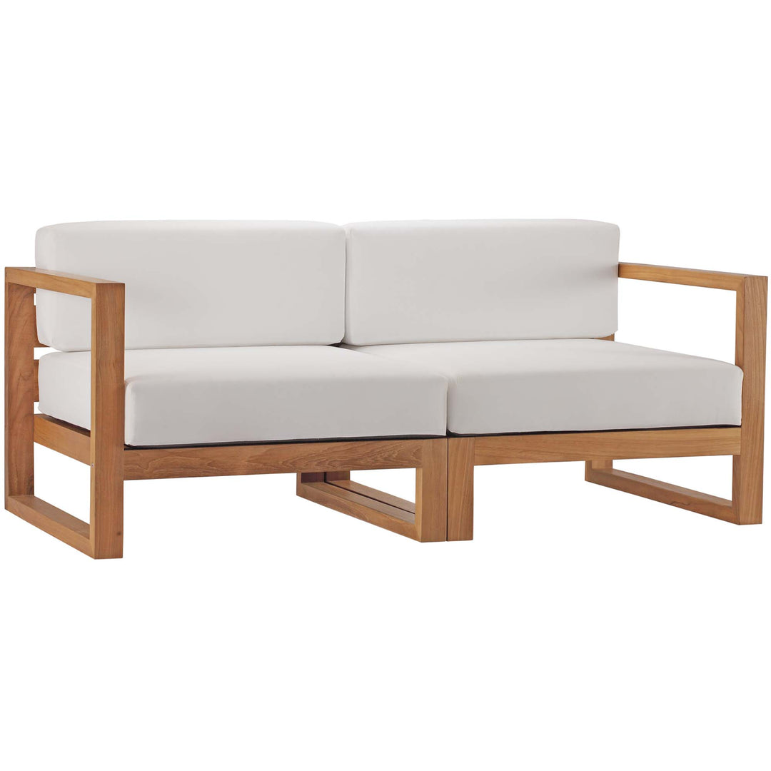 Upland 2-Piece Outdoor Patio Teak Wood Sectional Sofa Settee