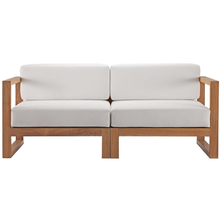 Upland 2-Piece Outdoor Patio Teak Wood Sectional Sofa Settee