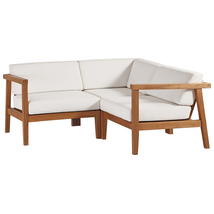 Belmont 3-Piece Outdoor Patio Teak Wood Sofa Set