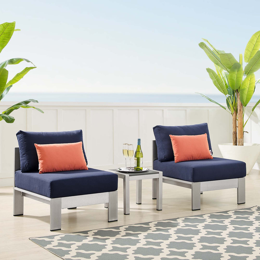 Shoreline 3 Piece Sunbrella® Fabric Outdoor Patio Aluminum Set