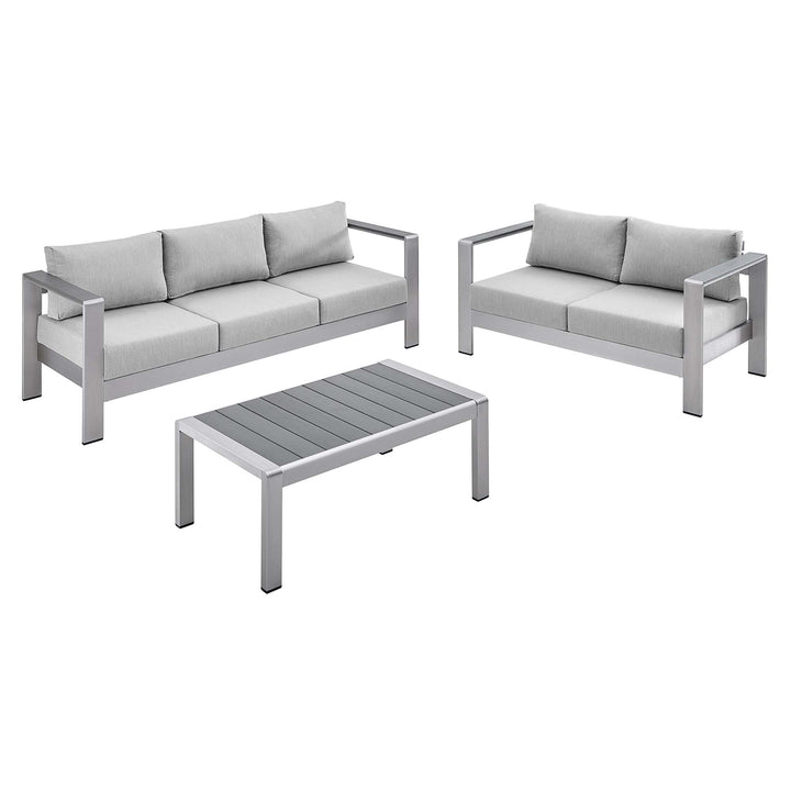 Seaside 3 Piece Sunbrella® Fabric Outdoor Patio Aluminum Set