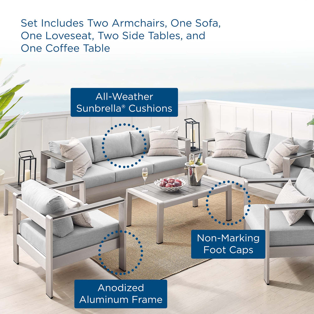 Seaside 7 Piece Sunbrella® Fabric Outdoor Patio Aluminum Set