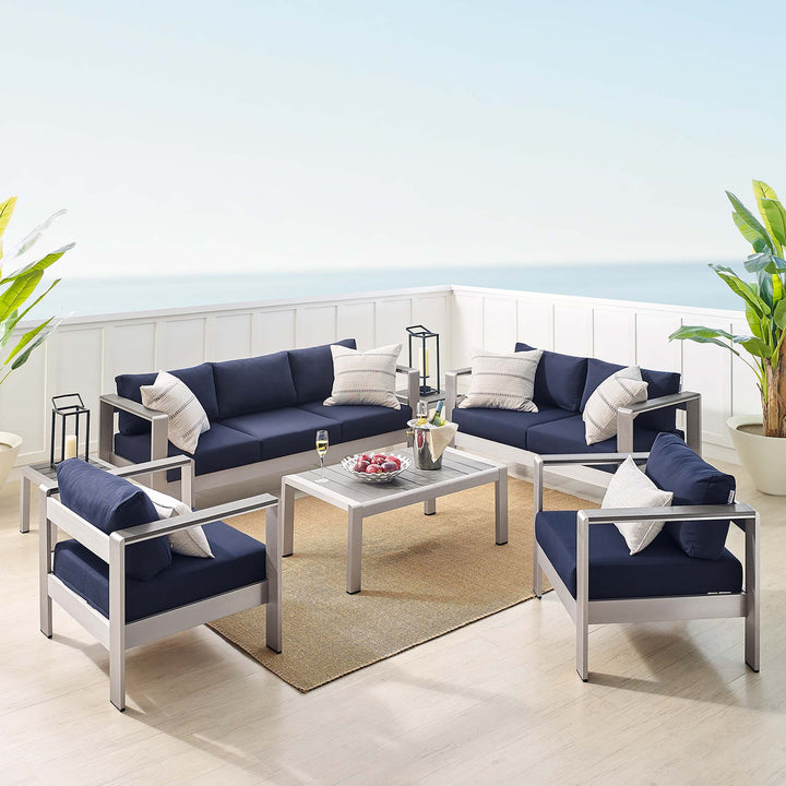 Seaside 7 Piece Sunbrella® Fabric Outdoor Patio Aluminum Set