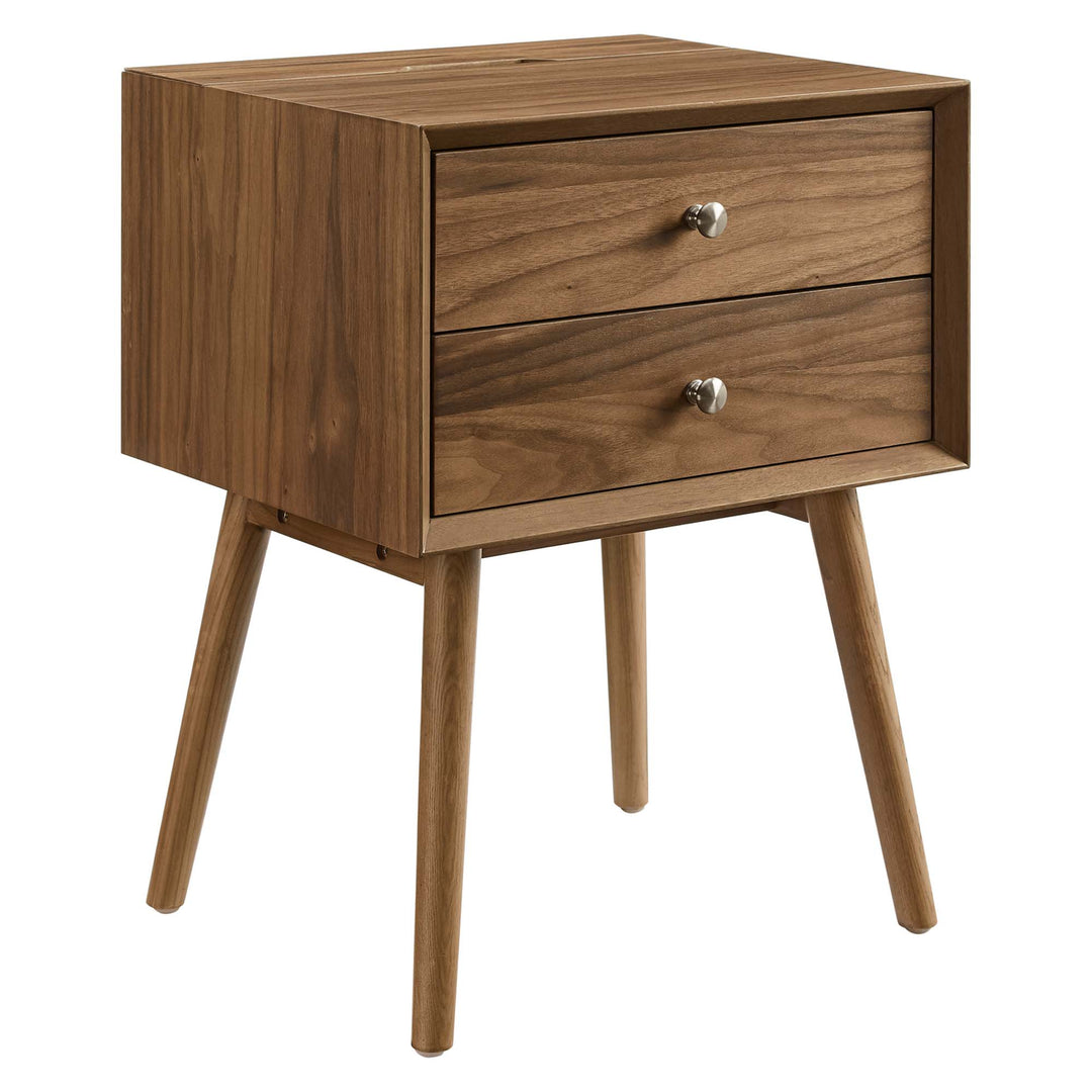 Echo Walnut Nightstand With USB Ports