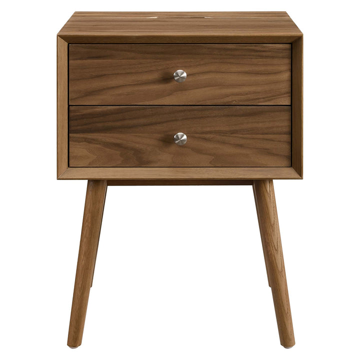 Echo Walnut Nightstand With USB Ports