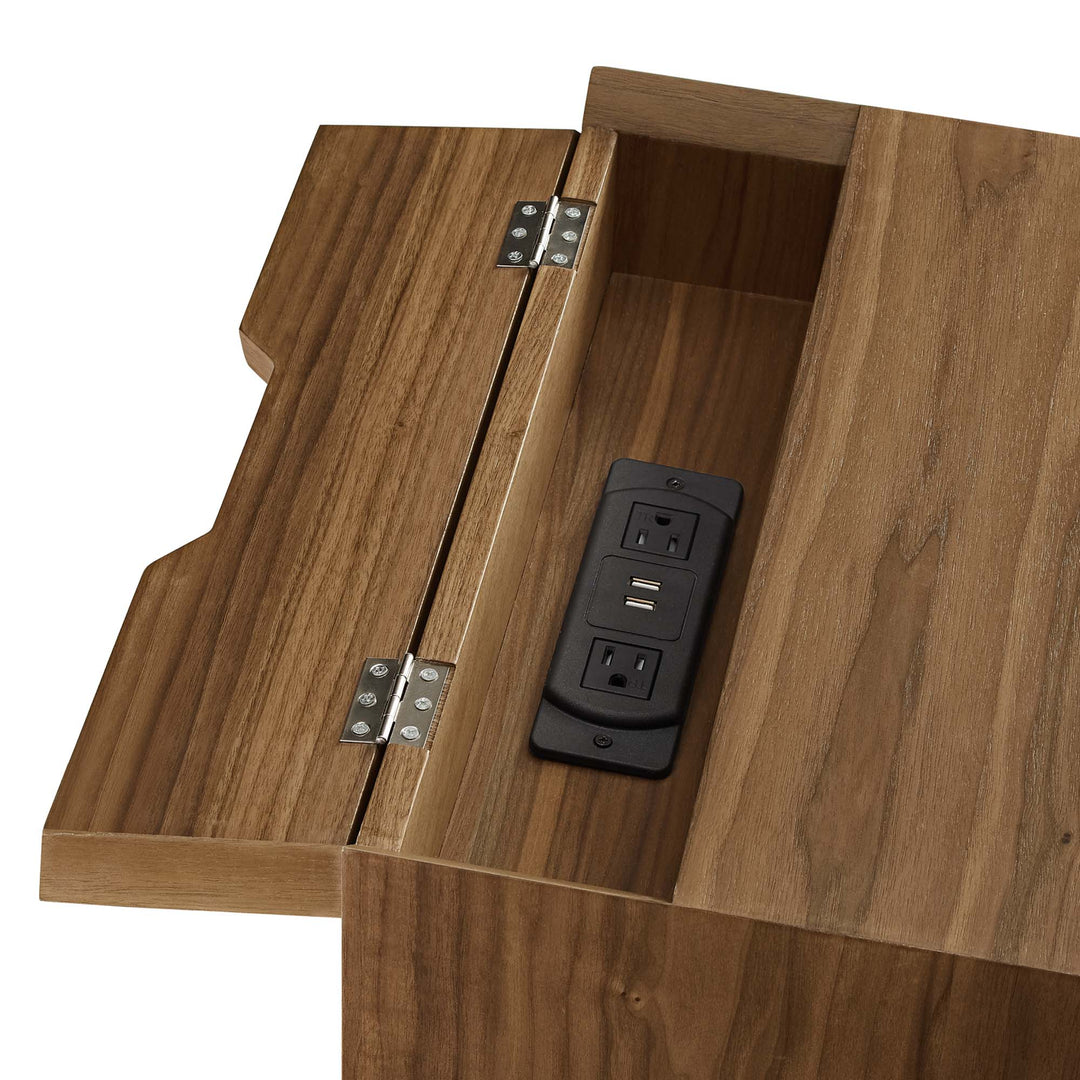 Echo Walnut Nightstand With USB Ports