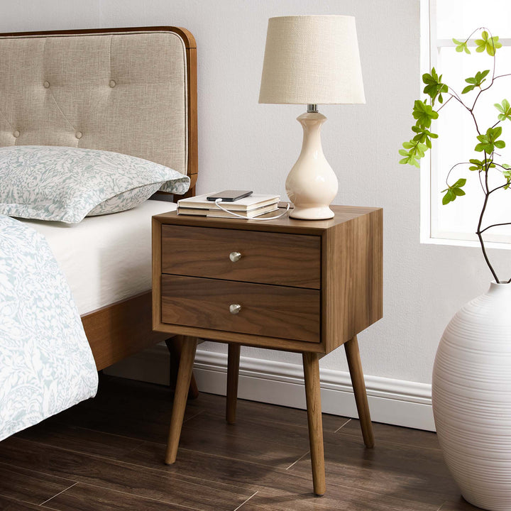 Echo Walnut Nightstand With USB Ports