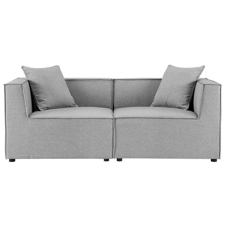 Summerset 2-Piece Outdoor Patio Upholstered Sectional Sofa Loveseat