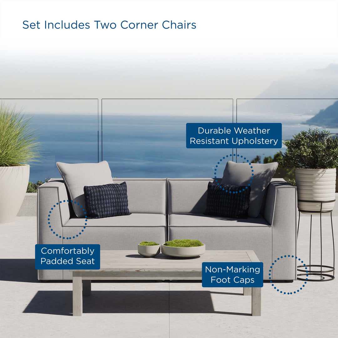 Summerset 2-Piece Outdoor Patio Upholstered Sectional Sofa Loveseat