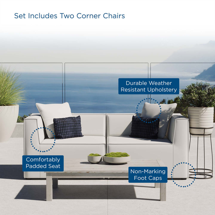 Summerset 2-Piece Outdoor Patio Upholstered Sectional Sofa Loveseat