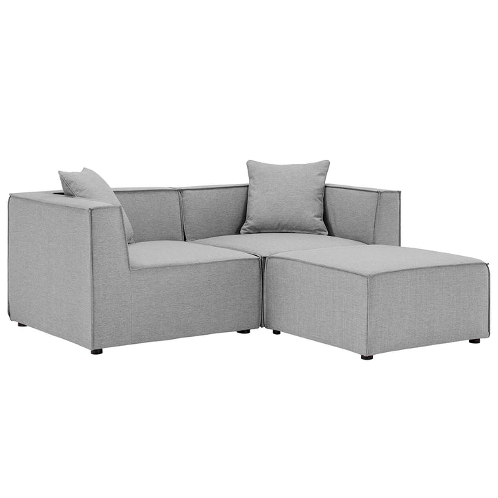 Seaside Outdoor Patio Plush Loveseat and Ottoman Set