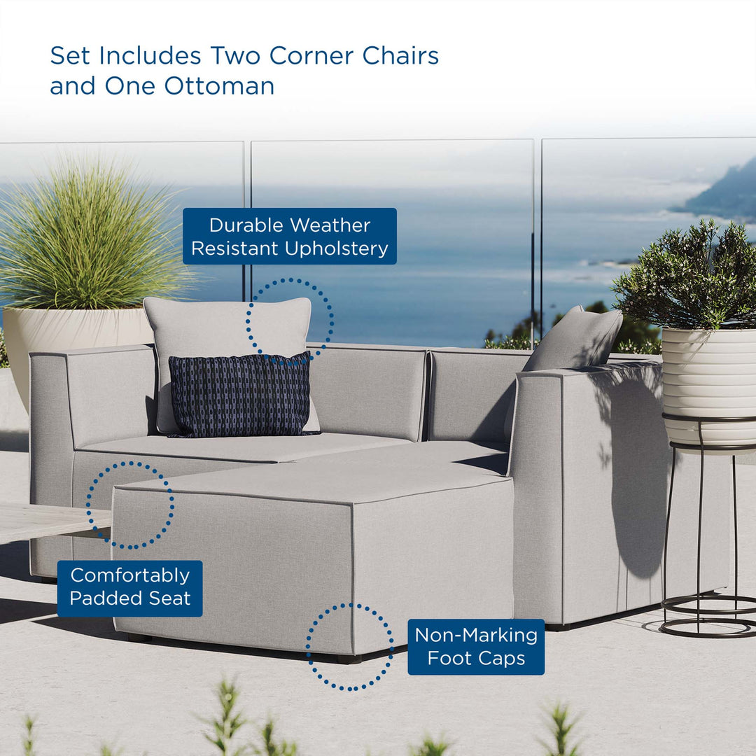 Seaside Outdoor Patio Plush Loveseat and Ottoman Set