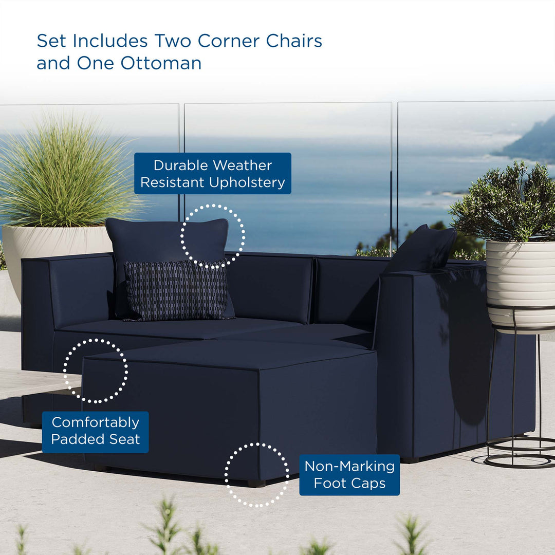 Seaside Outdoor Patio Plush Loveseat and Ottoman Set