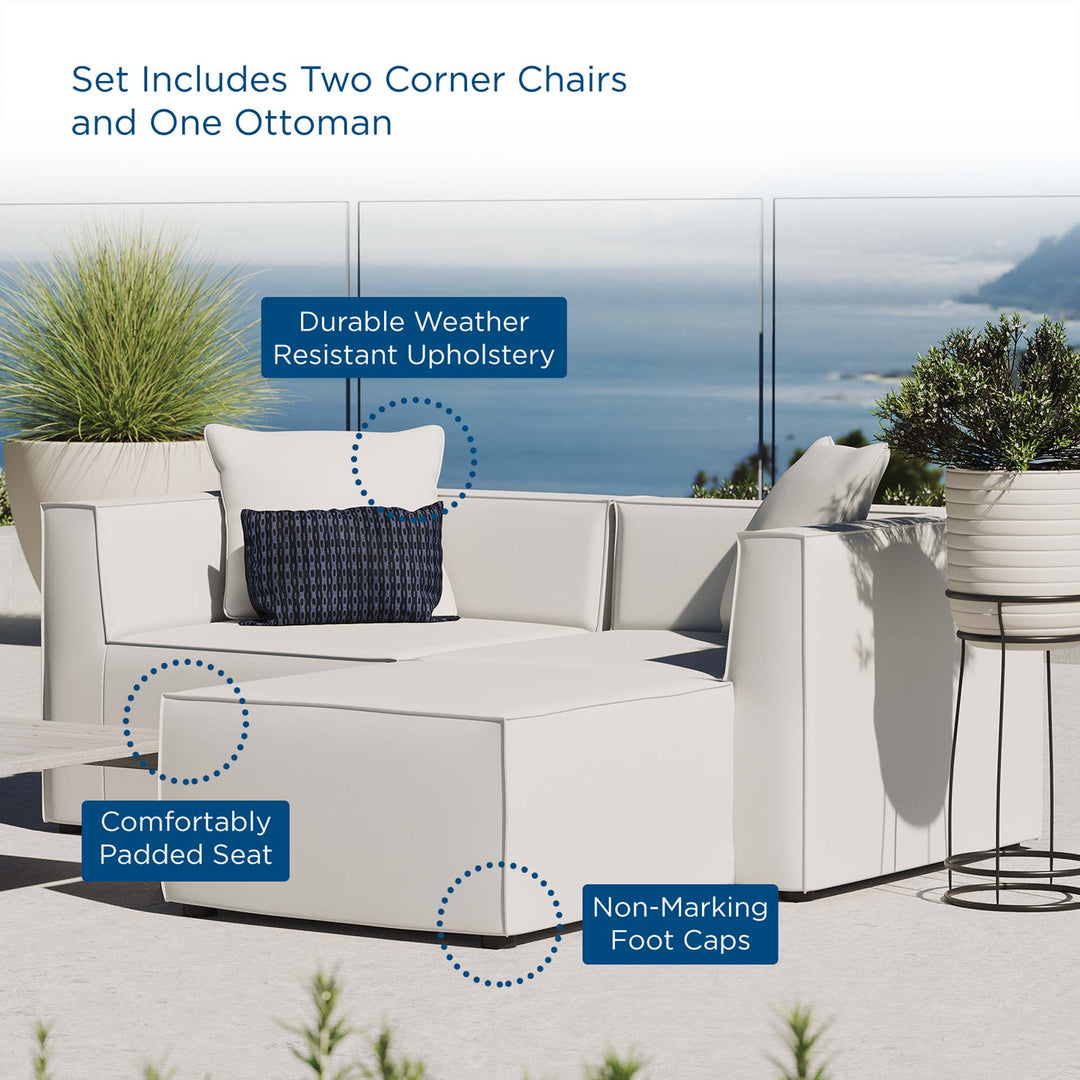 Seaside Outdoor Patio Plush Loveseat and Ottoman Set