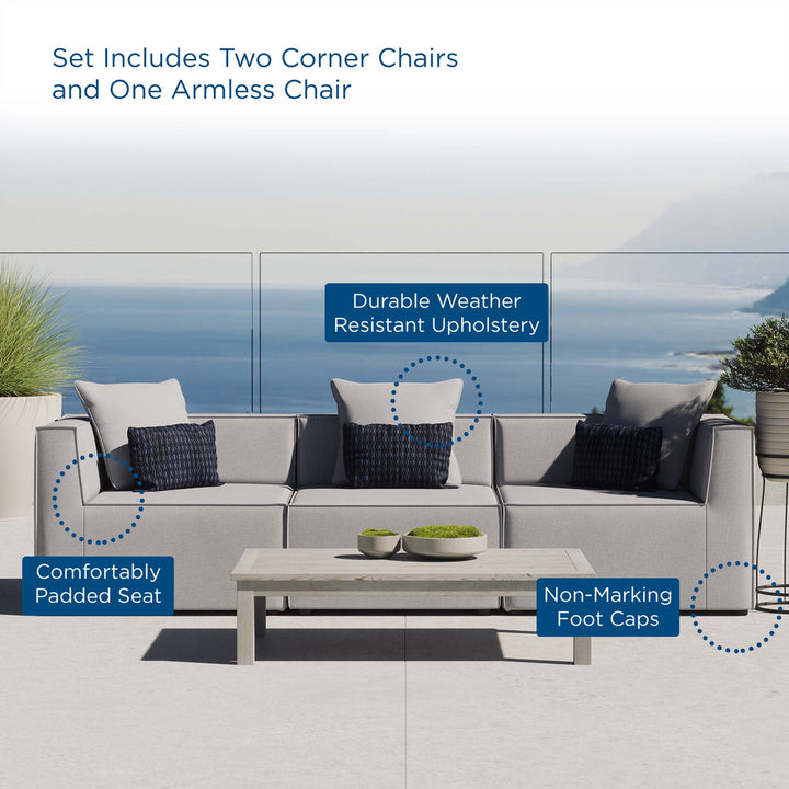 Sunridge 3-Piece Outdoor Patio Upholstered Sectional Sofa