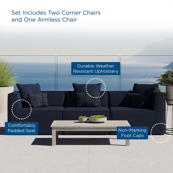 Sunridge 3-Piece Outdoor Patio Upholstered Sectional Sofa