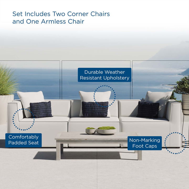 Sunridge 3-Piece Outdoor Patio Upholstered Sectional Sofa