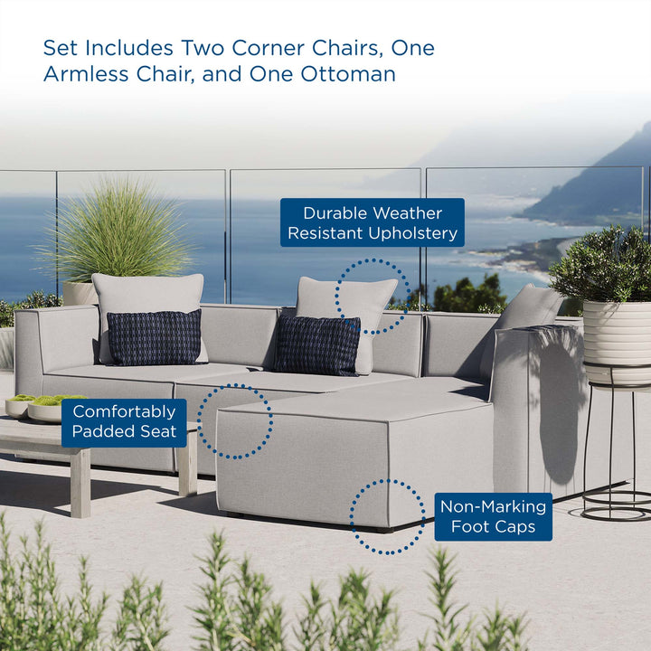 Seaside 4-Piece Outdoor Patio Upholstered Sectional Sofa