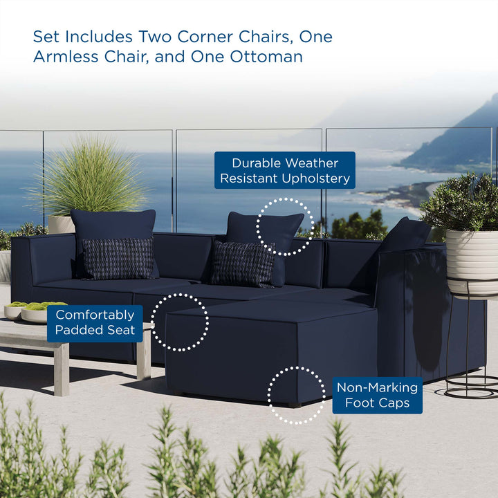 Seaside 4-Piece Outdoor Patio Upholstered Sectional Sofa