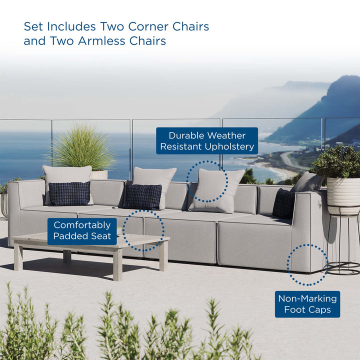 Sierra 4-Piece Outdoor Patio Upholstered Sectional Sofa