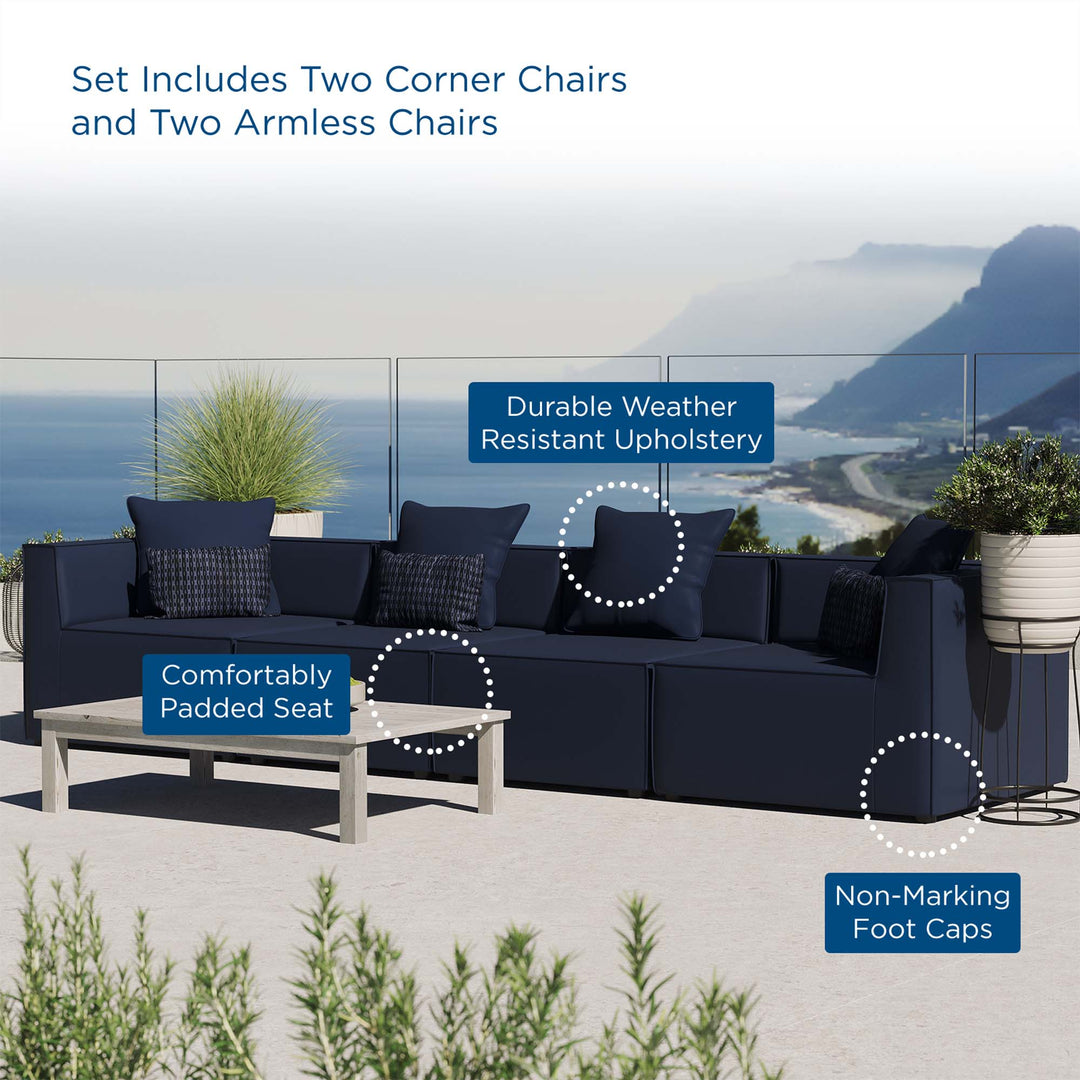 Sierra 4-Piece Outdoor Patio Upholstered Sectional Sofa