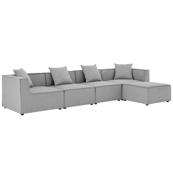 Seaside 5-Piece Outdoor Patio Upholstered Sectional Sofa