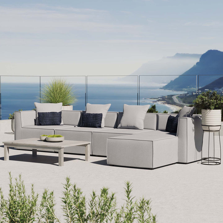 Seaside 5-Piece Outdoor Patio Upholstered Sectional Sofa