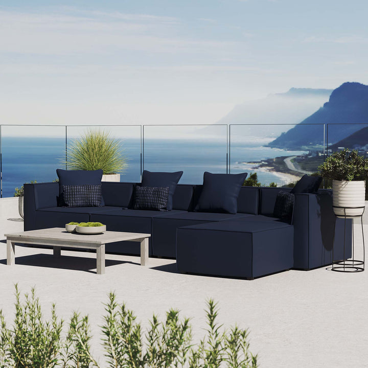 Seaside 5-Piece Outdoor Patio Upholstered Sectional Sofa