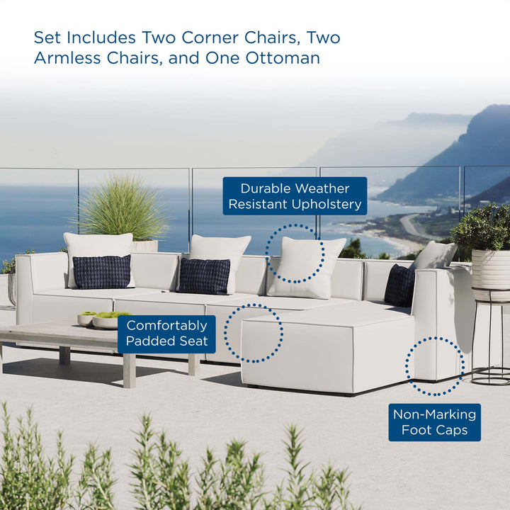 Seaside 5-Piece Outdoor Patio Upholstered Sectional Sofa