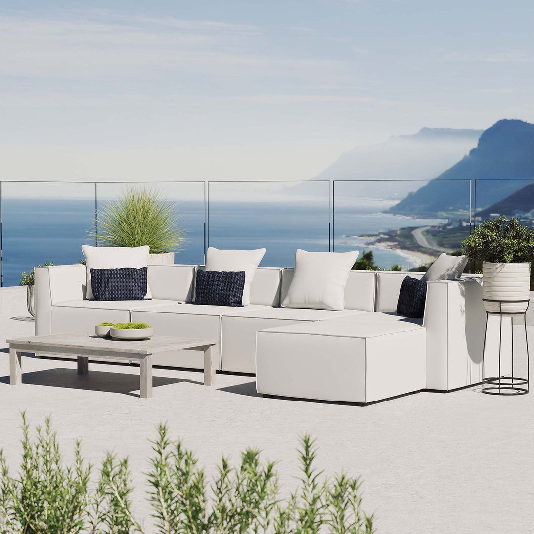 Seaside 5-Piece Outdoor Patio Upholstered Sectional Sofa