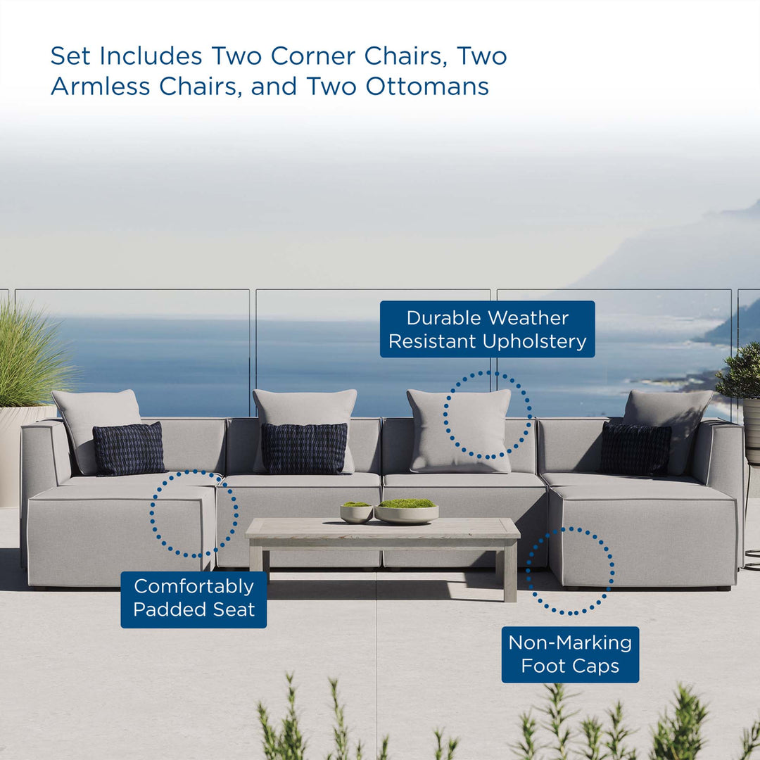 Summit 6-Piece Outdoor Patio Upholstered Sectional Sofa