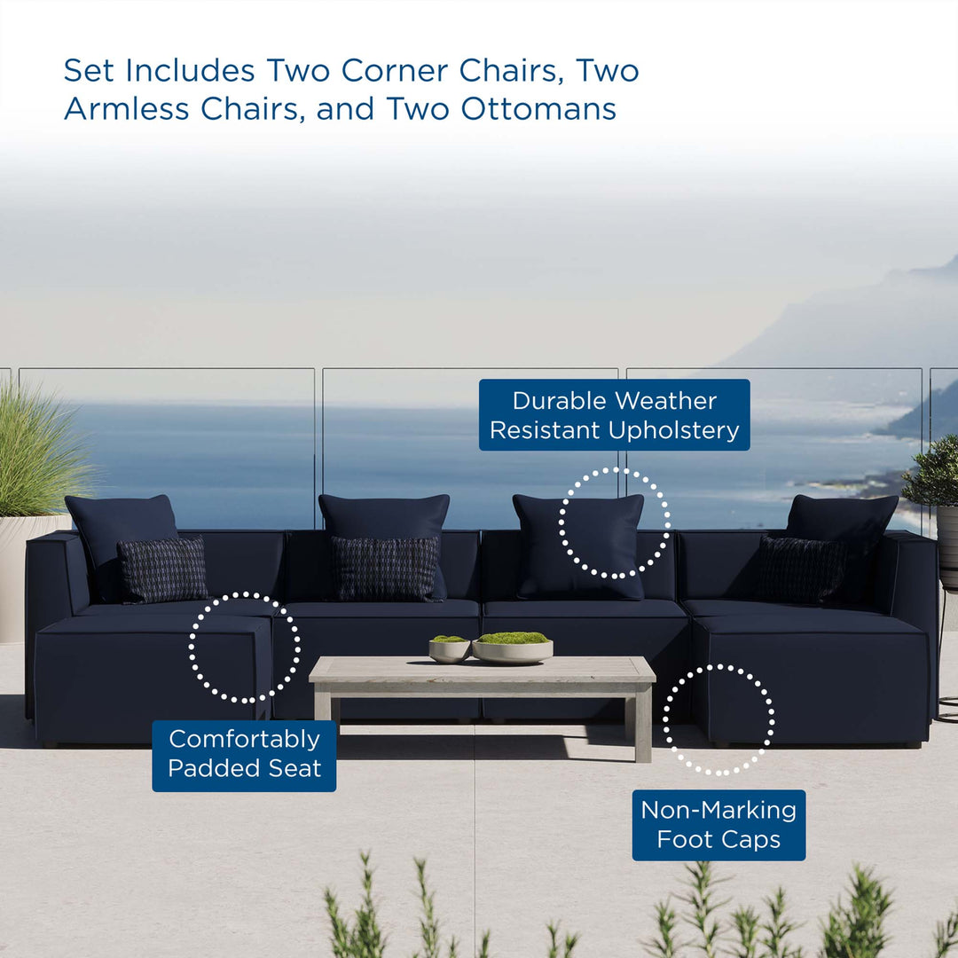 Summit 6-Piece Outdoor Patio Upholstered Sectional Sofa