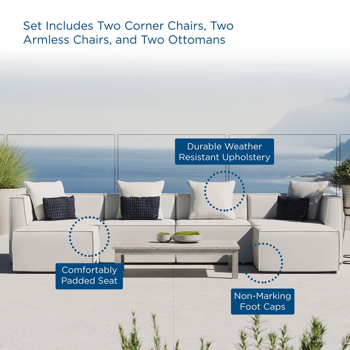 Summit 6-Piece Outdoor Patio Upholstered Sectional Sofa