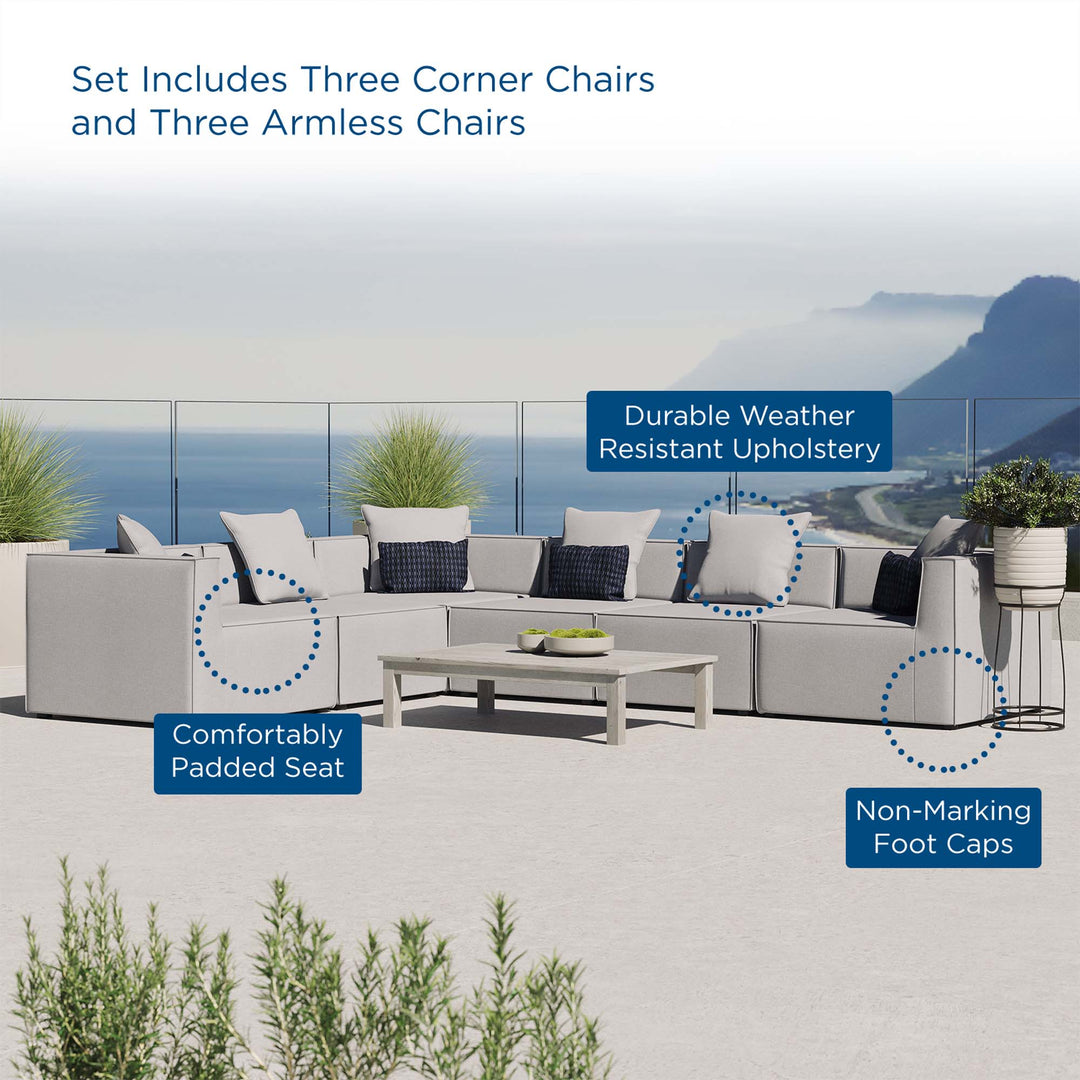 Seaside 6-Piece Outdoor Patio Upholstered Sectional Sofa