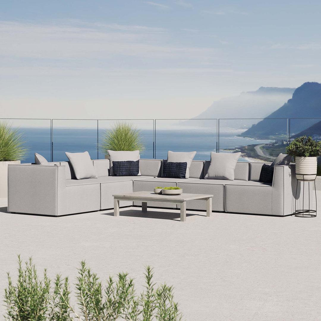 Seaside 6-Piece Outdoor Patio Upholstered Sectional Sofa