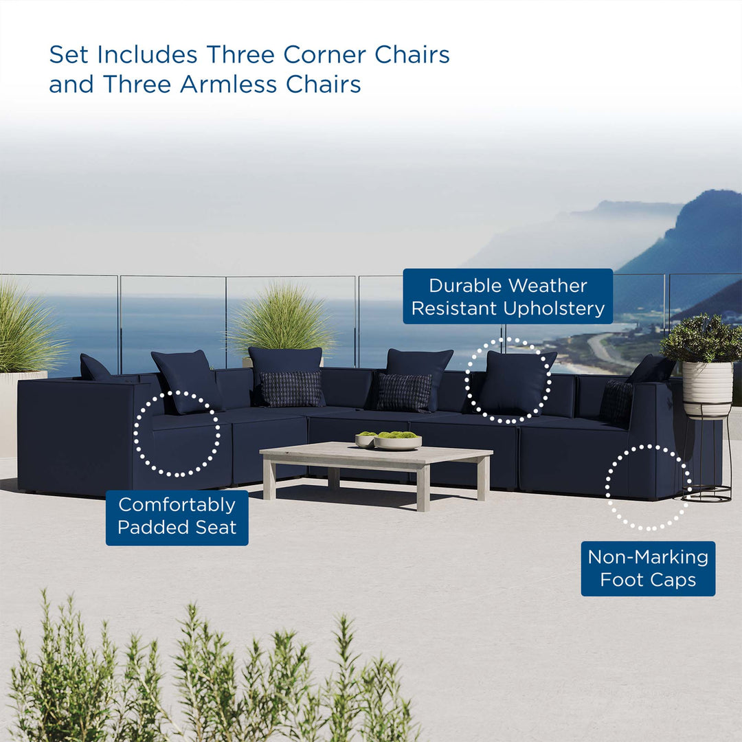 Seaside 6-Piece Outdoor Patio Upholstered Sectional Sofa