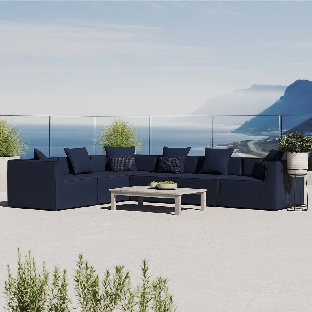 Seaside 6-Piece Outdoor Patio Upholstered Sectional Sofa