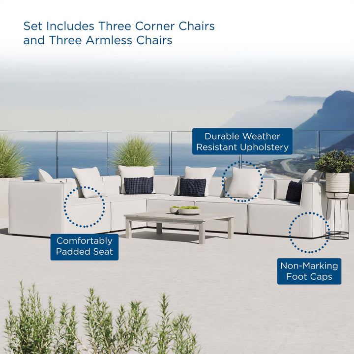 Seaside 6-Piece Outdoor Patio Upholstered Sectional Sofa