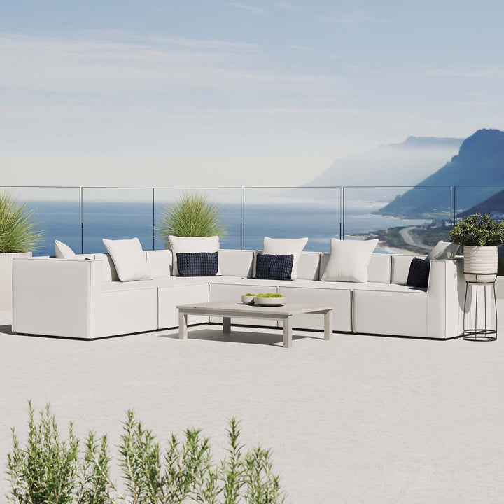 Seaside 6-Piece Outdoor Patio Upholstered Sectional Sofa