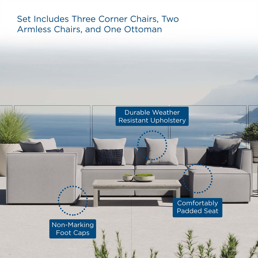 Sunset 6-Piece Outdoor Patio Upholstered Sectional Sofa