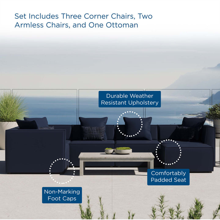 Sunset 6-Piece Outdoor Patio Upholstered Sectional Sofa