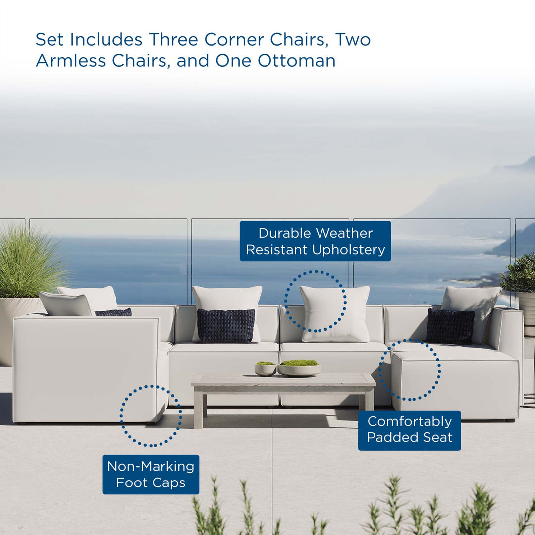 Sunset 6-Piece Outdoor Patio Upholstered Sectional Sofa