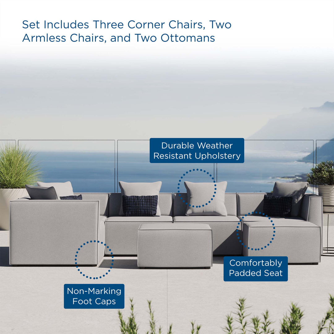 Seaside 7-Piece Outdoor Patio Upholstered Sectional Sofa