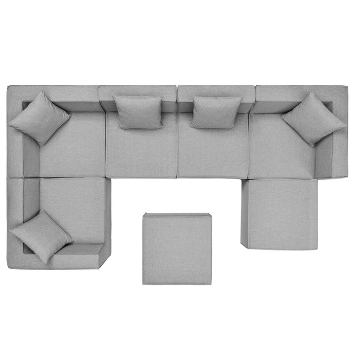 Seaside 7-Piece Outdoor Patio Upholstered Sectional Sofa