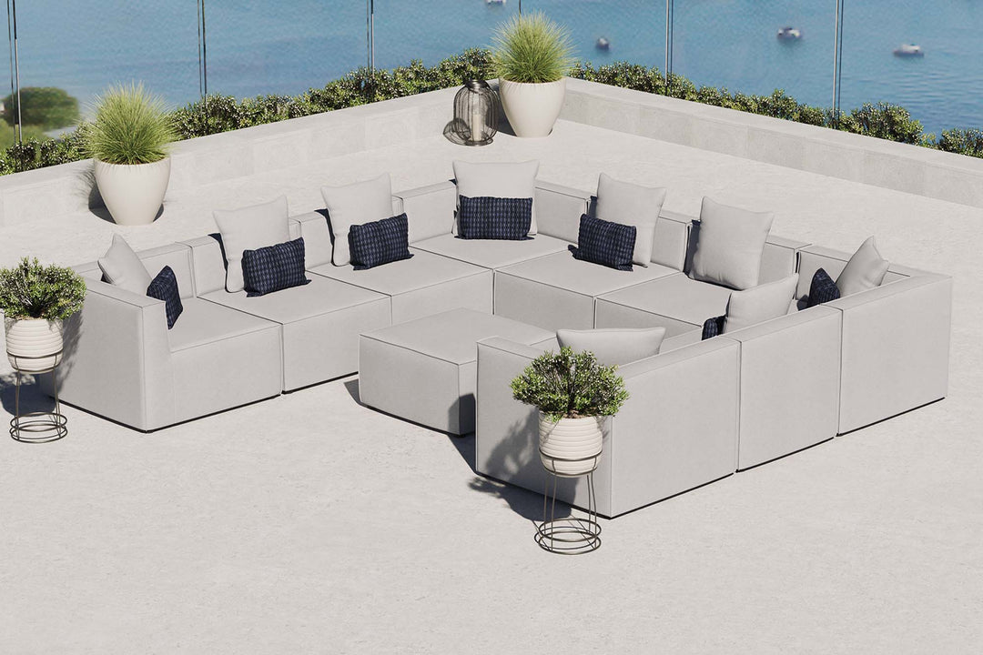 Summit 10-Piece Outdoor Patio Upholstered Sectional Sofa