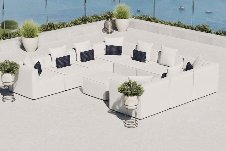 Summit 10-Piece Outdoor Patio Upholstered Sectional Sofa